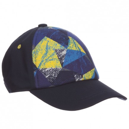 JUNIOR GAULTIER Abstract Navy Blue & Yellow Graphic Print Cap