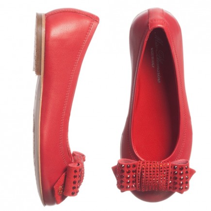 MISS BLUMARINE Girls Red Leather Shoes