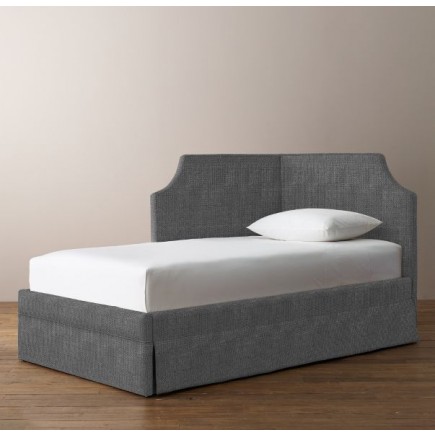 RH-Rylan Upholstered Corner Bed-Perennials Textured Linen Solid