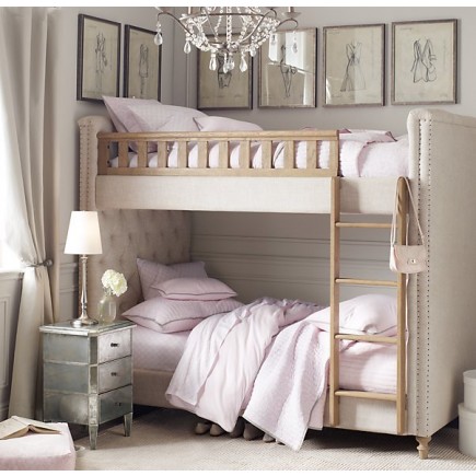 Chesterfield Upholstered Bunk Bed-Belgian Linen
