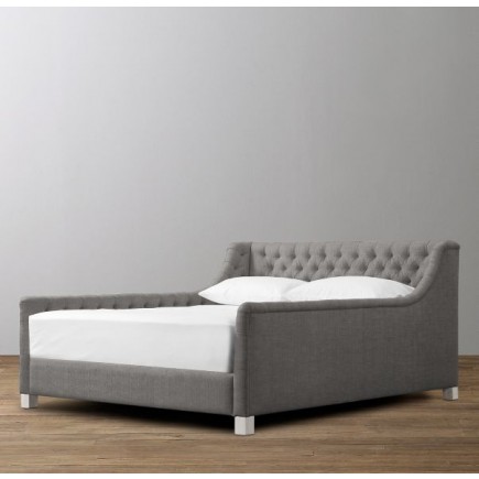 Devyn Tufted Upholstered bed  - Belgian Linen  - Fog