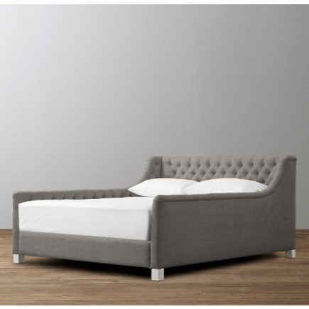 Devyn Tufted Upholstered bed  -  Army Duck  -  Fog