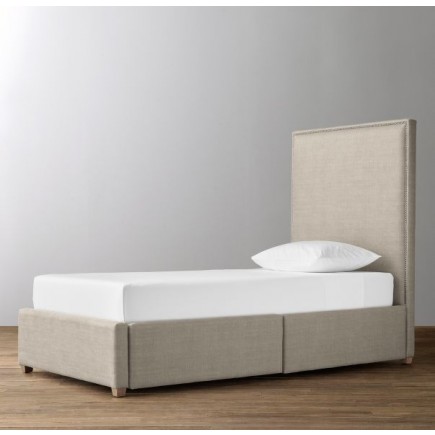 RH-Sydney Upholstered Storage Bed- Washed Belgian Linen