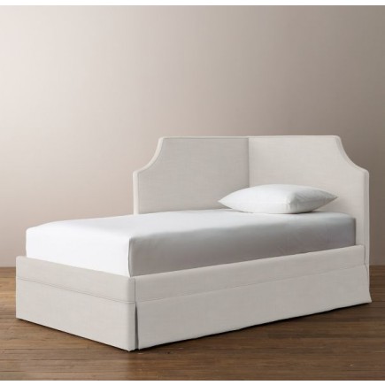 RH-Rylan Upholstered Corner Bed-Perennials Classic Linen Weave