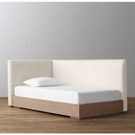 Parker Upholstered Corner Bed With Platform- Army Duck