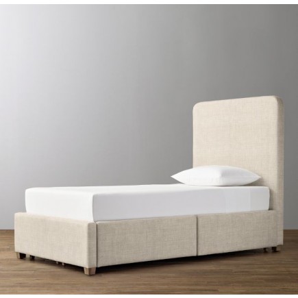 RH-Parker Upholstered Storage Bed-Belgian Line- Perennials Textured Linen Weave