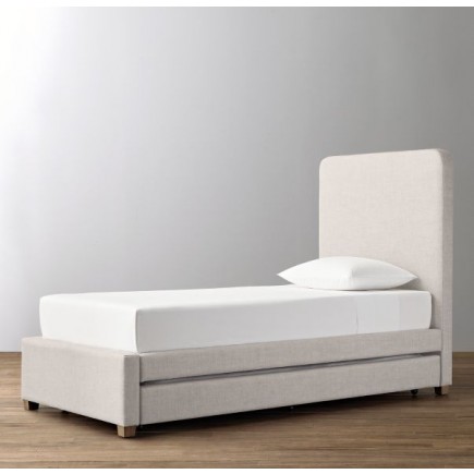 Parker Upholstered Bed With Trundle-Brushed Belgian Linen Cotton