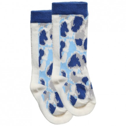 ROBERTO CAVALLI Baby Boys White & Blue Leopard Print Socks