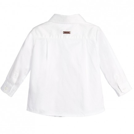 ROBERTO CAVALLI Baby Boys White Cotton Shirt with Floral Print