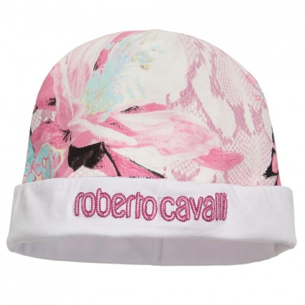 ROBERTO CAVALLI Baby Girls Pink Floral & Snakeskin Print Hat