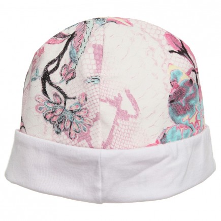 ROBERTO CAVALLI Baby Girls Pink Floral & Snakeskin Print Hat