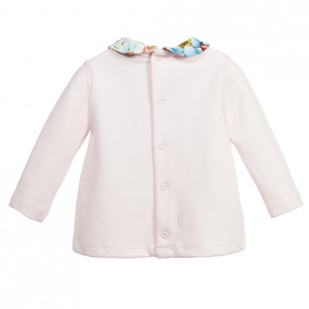 ROBERTO CAVALLI Baby Girls Pink Top with Floral Trims