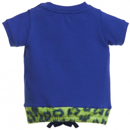 ROBERTO CAVALLI Baby Boys Blue & 'Green Fluro Leopard' T-Shirt