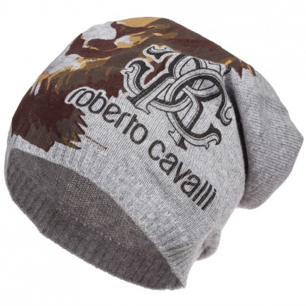 ROBERTO CAVALLI  Boys Knitted Slouch Hat with Lion