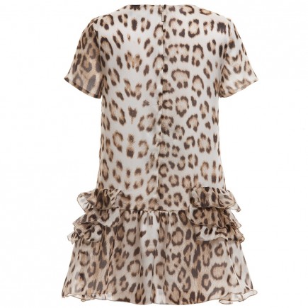 ROBERTO CAVALLI 'Brown Leopard' Silk & Beaded Dress