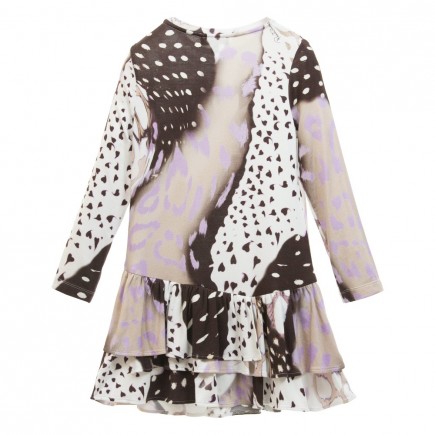 ROBERTO CAVALLI Purple & Brown Leopard Print Dress