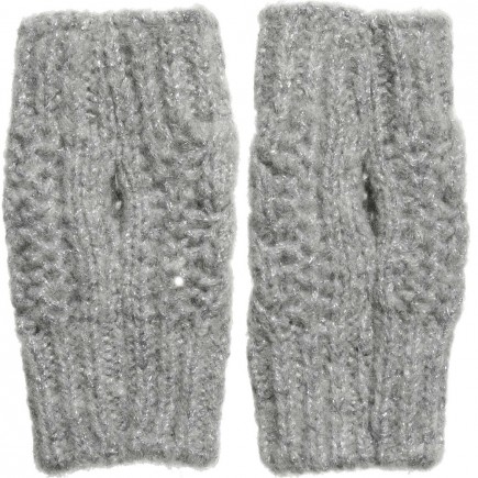 ROBERTO CAVALLI Girls Grey Wool Knitted Fingerless Gloves