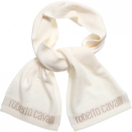 ROBERTO CAVALLI Girls Ivory & Gold Wool Blend Scarf