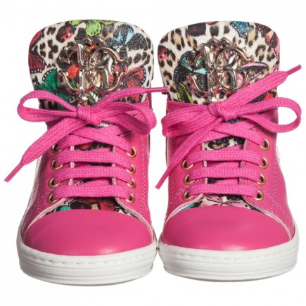 ROBERTO CAVALLI Bright Pink Leather High-Top Trainers