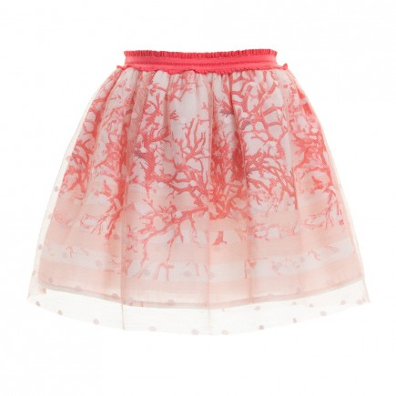 MISS BLUMARINE Coral Pink Silk & Tulle Skirt