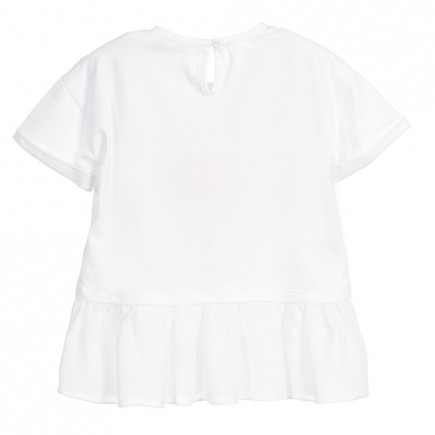 MISS BLUMARINE White T-shirt with Bicycle & Diamante Print