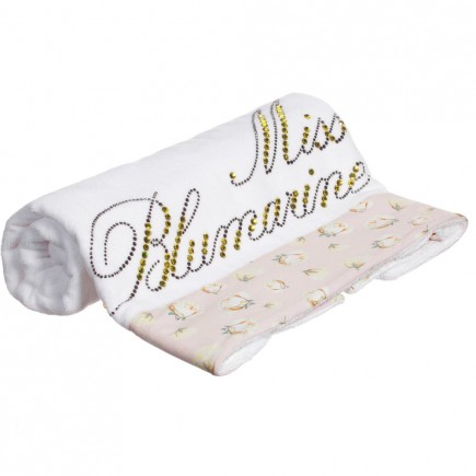MISS BLUMARINE Girls White Towel with Floral Trim (132cm)