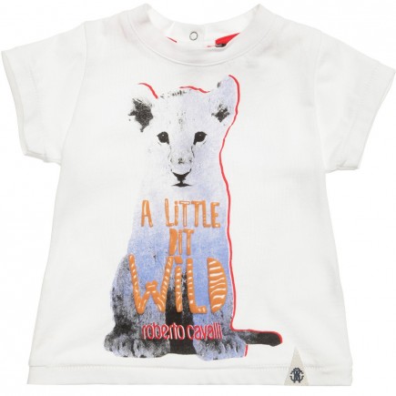 ROBERTO CAVALLI Baby Boys White 'A Little Bit Wild' T-Shirt