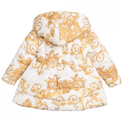 YOUNG VERSACE Baby Girls Down Padded 'Baroque Dragon' Coat
