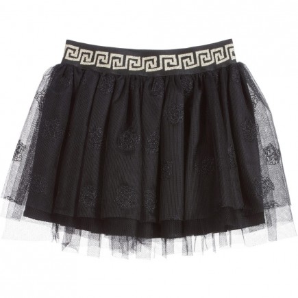 YOUNG VERSACE Black Tulle 'Medusa' Skirt