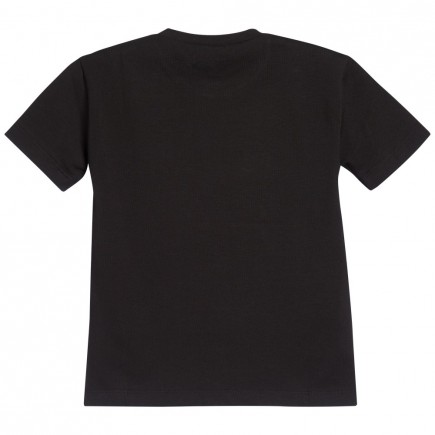YOUNG VERSACE Boys Black & Orange Cotton Jersey Logo T-Shirt
