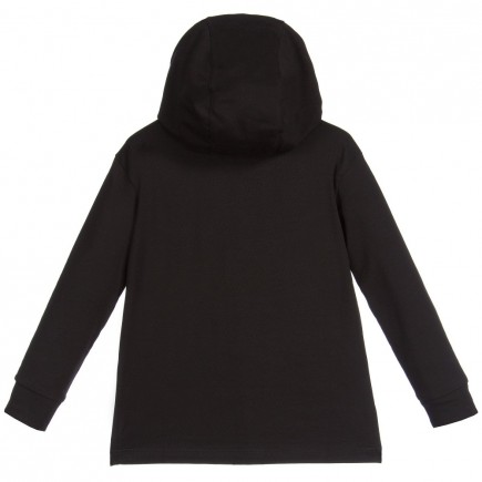 YOUNG VERSACE Boys Black Hooded 'Medusa' Painted Top