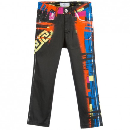 YOUNG VERSACE Boys Graphic Colour Printed Jeans