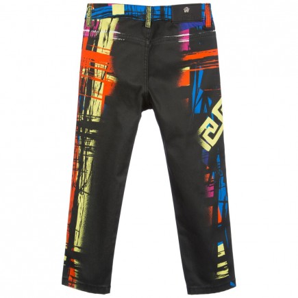 YOUNG VERSACE Boys Graphic Colour Printed Jeans