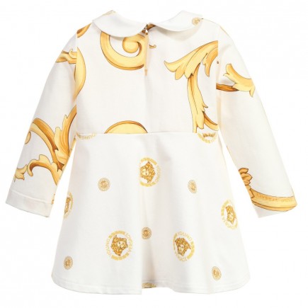 YOUNG VERSACE Baby Girls Gold Baroque Jersey Dress