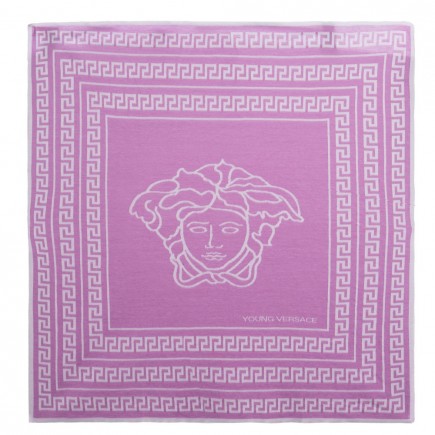 YOUNG VERSACE Pink & White Cotton 'Medusa' Blanket (80cm)