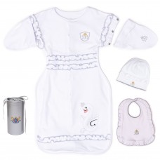 RB Royal Baby Snap and Dream Swaddle Transition with hat and bib in Gift Box. Hip-Healthy Design