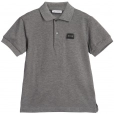 DOLCE & GABBANA Boys Grey Pique Cotton Jersey Polo Shirt