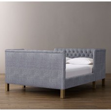 Devyn Tufted tête-à-tête Upholstered Bed -Perennials Textured Linen Solid  - Fog  